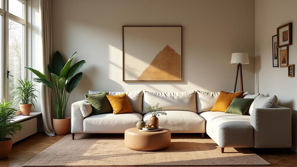 An inviting living room with elegant, comfortable furniture and warm lighting, showcasing Claddagh Abode's interior design expertise.