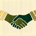 Icon representing collaboration: two hands clasped in partnership.